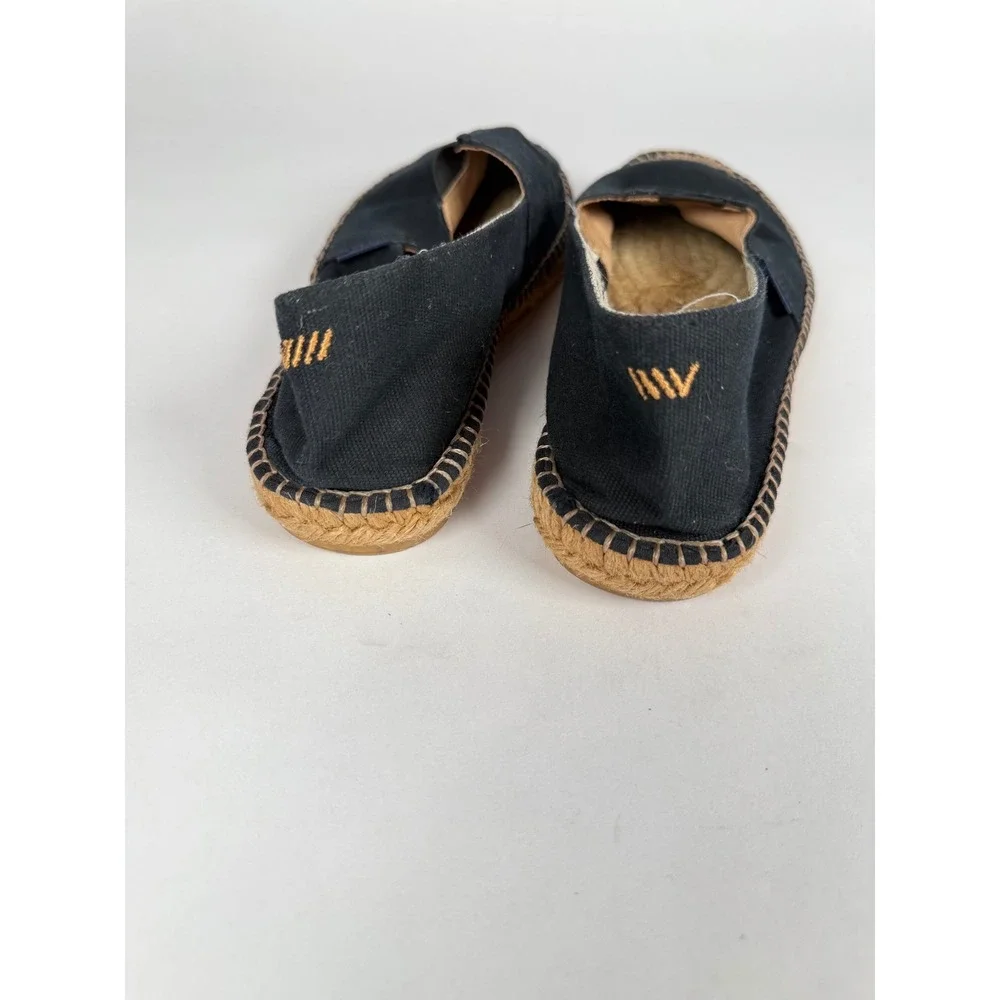 Viscata‎ Barcelona Black Canvas Espadrille Flats Slip On Shoes Spain Women 38